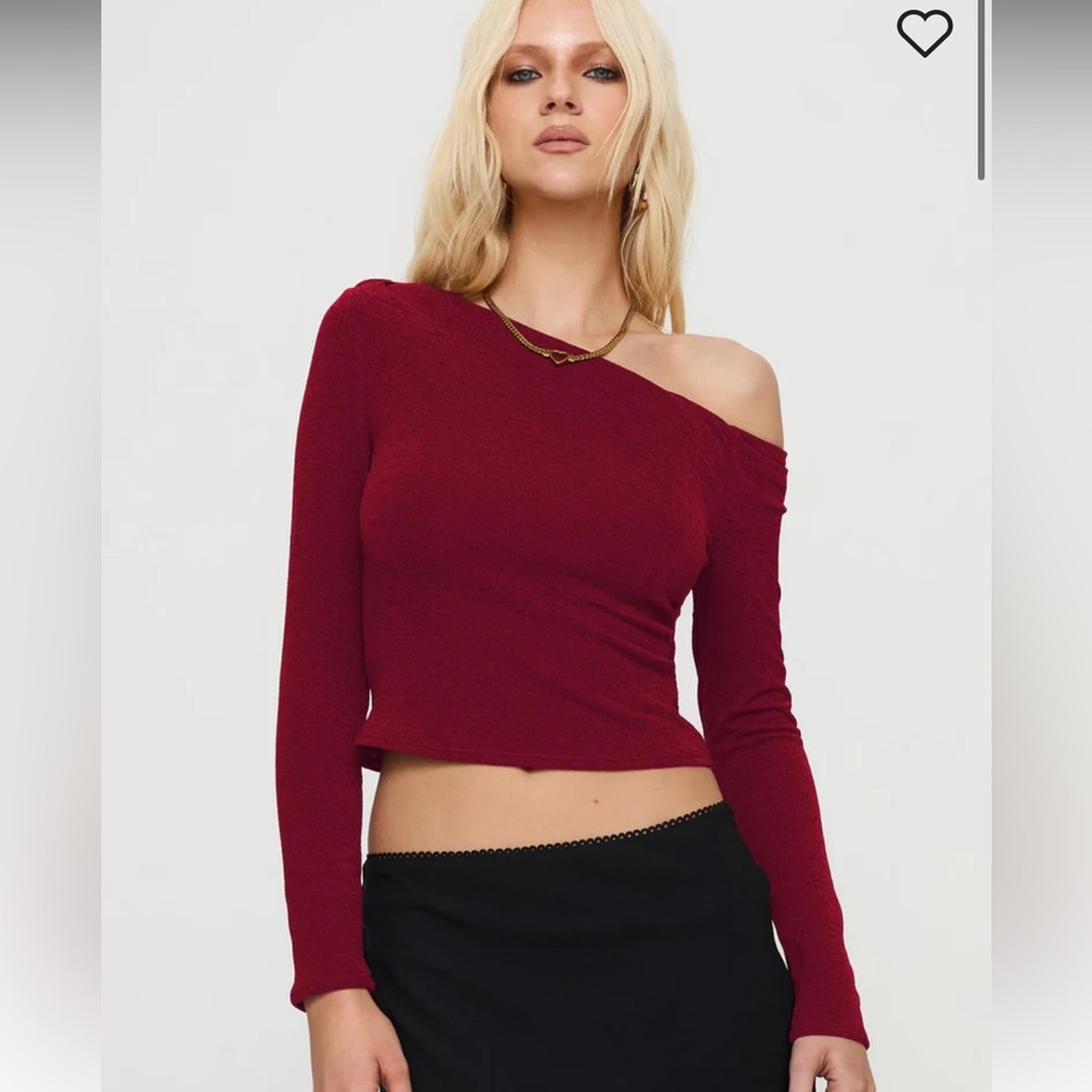 Princess Polly Red Long Sleeve Off the Shoulder